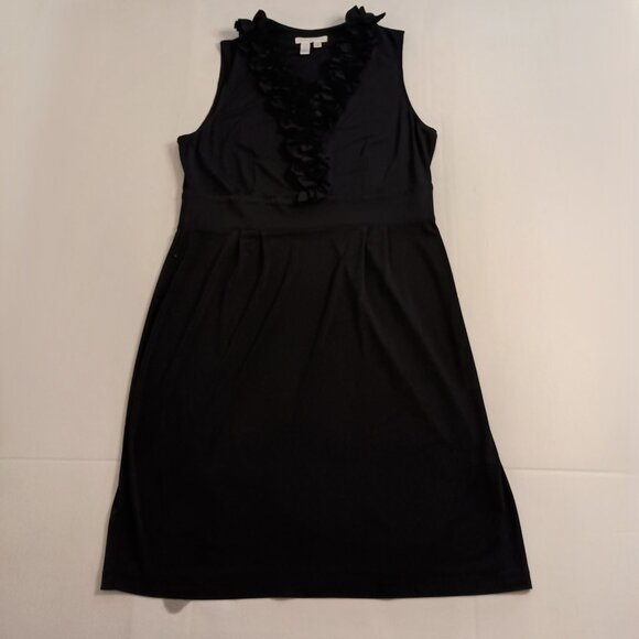 London Times Women’s Black Ruffle V-Neck Collar Dress Size 14 - Picture 6 of 15